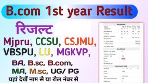 B.com 1st year Result 2023: (बीकॉम रिजल्ट 2023) एमजेपीआरयू, सीसीएसयू, सीएसजेएमयू, UP University Result