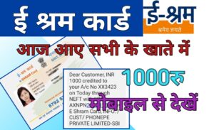 E shram card 1000 rupay Kist ई श्रम कार्ड के बैंक अकाउंट में एक साथ दी जाएंगी 1000 रुपये की दो किस्तें, लिस्ट में देखें नाम